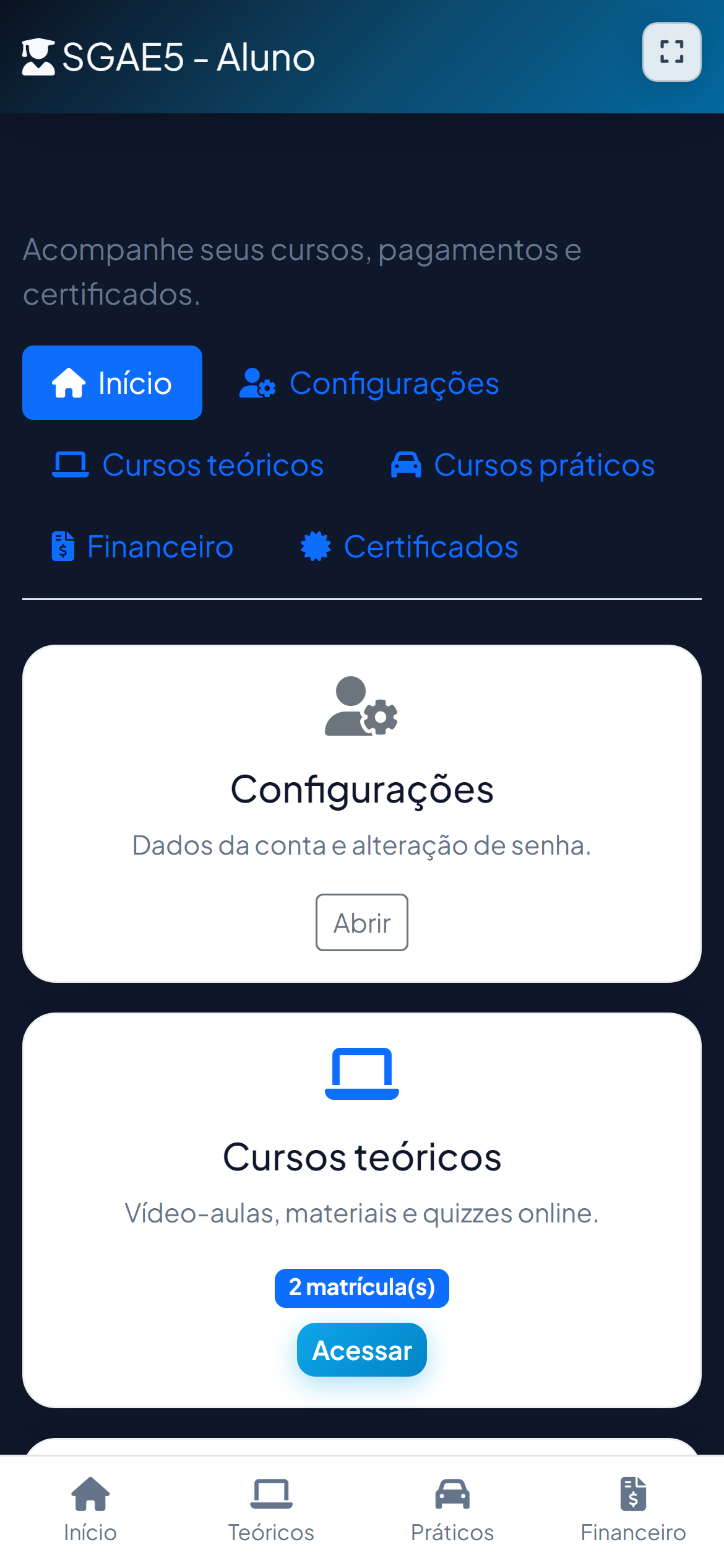 SGAE no celular: portal do aluno