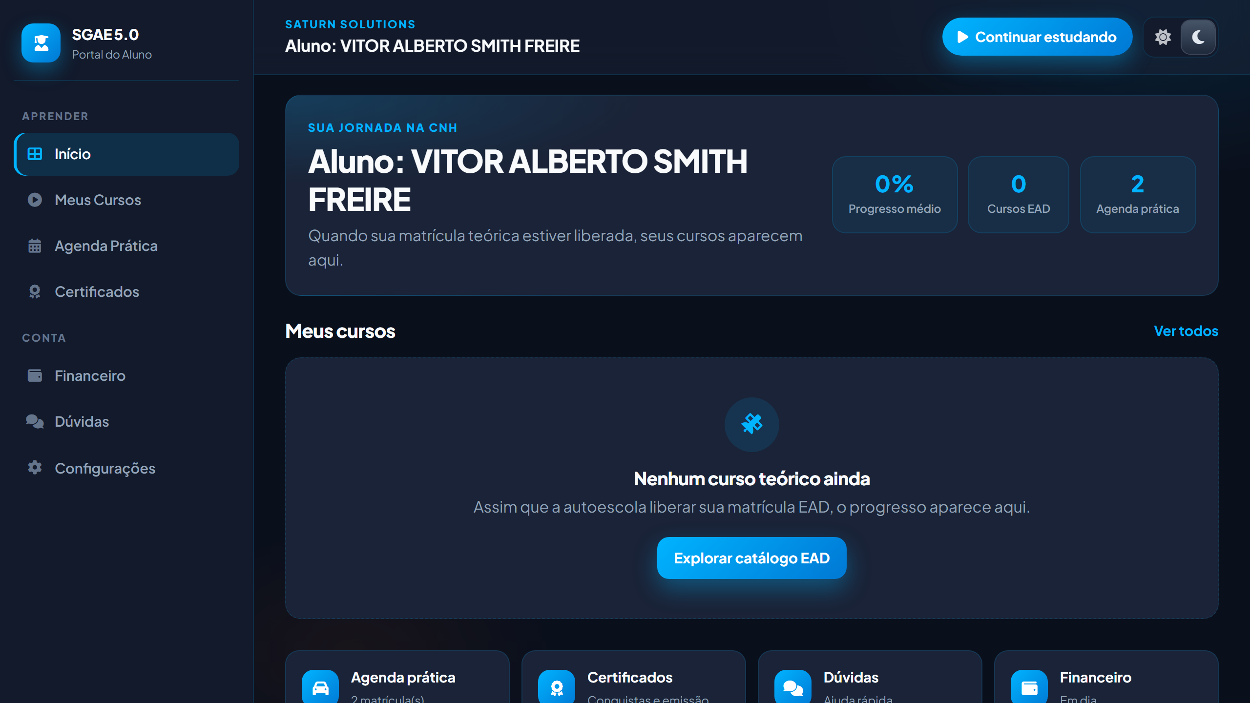 SGAE no desktop: portal do aluno